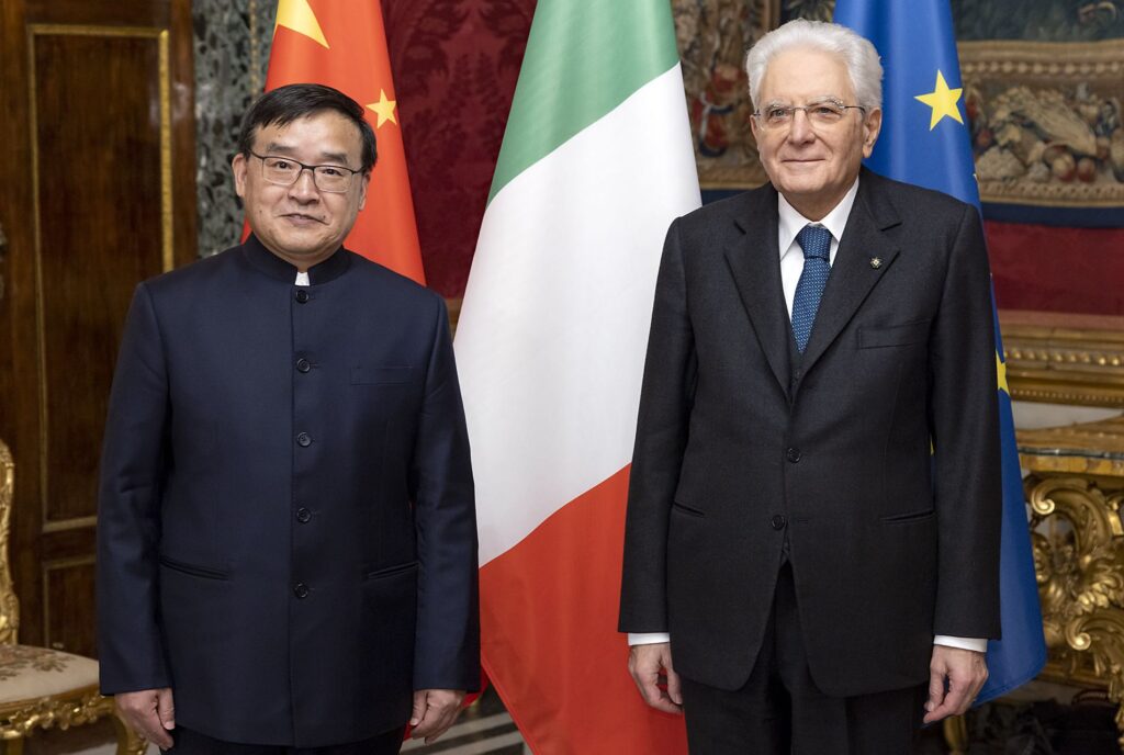 中國駐義大利大使賈桂德、義大利總統馬達雷拉（Sergio Mattarella）