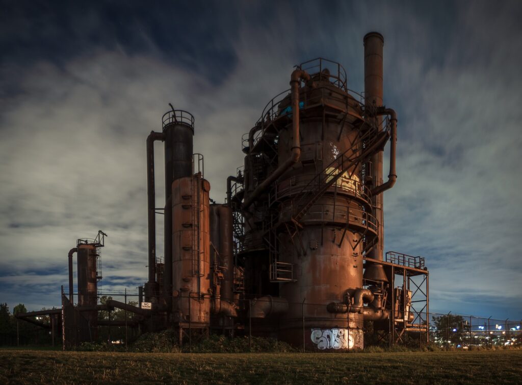 brown steel abandoned factory