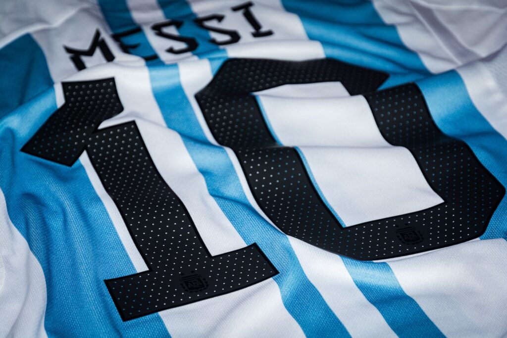 a close up of a soccer jersey with the number ten on it