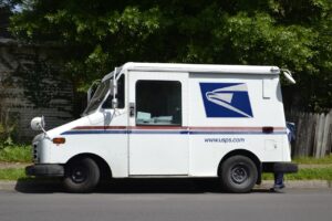 mail truck, mail clerk, mailman