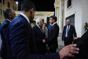 法國總統馬克龍（Emmanuel-Macron）、巴勒斯坦自治政府領袖阿巴斯（Mahmud-Abbas）