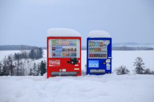 red and blue vending machines